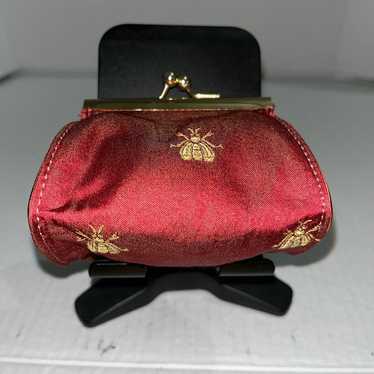 Vintage Kisslock Bee Royal Red & Gold trimmed Lea… - image 1