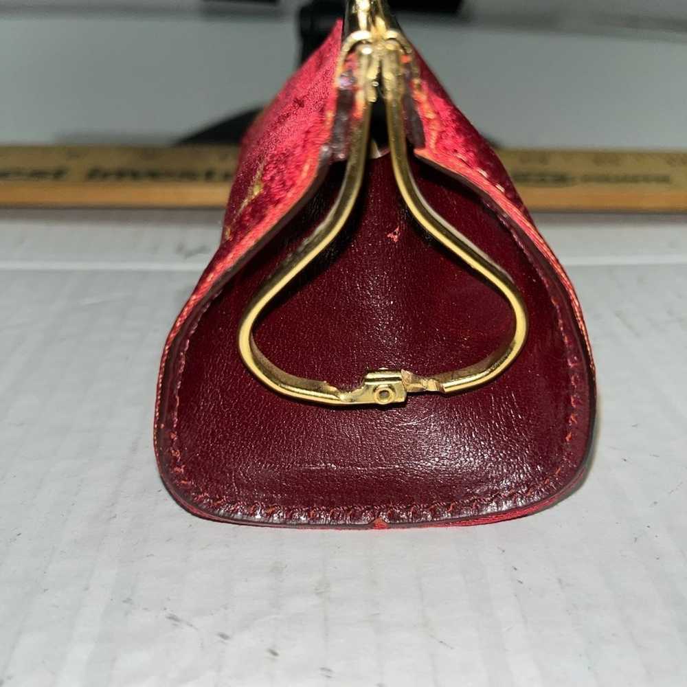 Vintage Kisslock Bee Royal Red & Gold trimmed Lea… - image 3