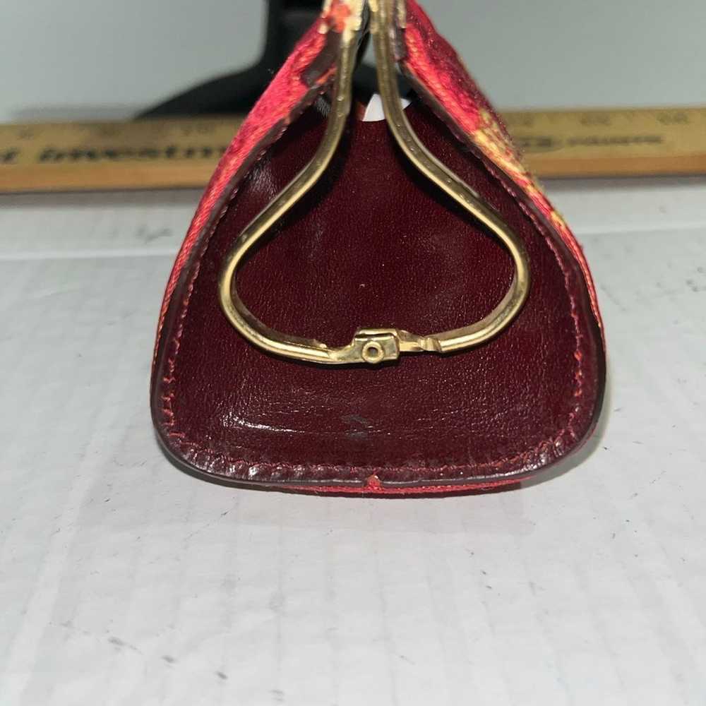 Vintage Kisslock Bee Royal Red & Gold trimmed Lea… - image 4