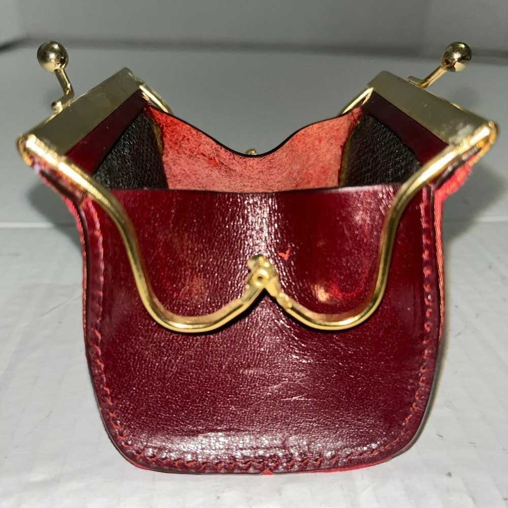 Vintage Kisslock Bee Royal Red & Gold trimmed Lea… - image 7