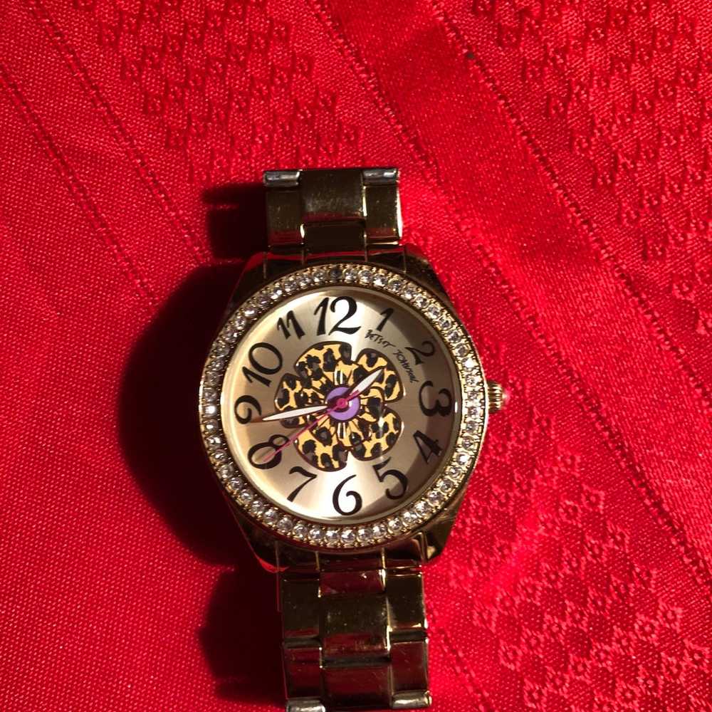 Vintage Betsey Johnson Cheetah Flower Watch - image 1