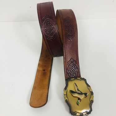 Vintage Leather Belt With Unique Buckle