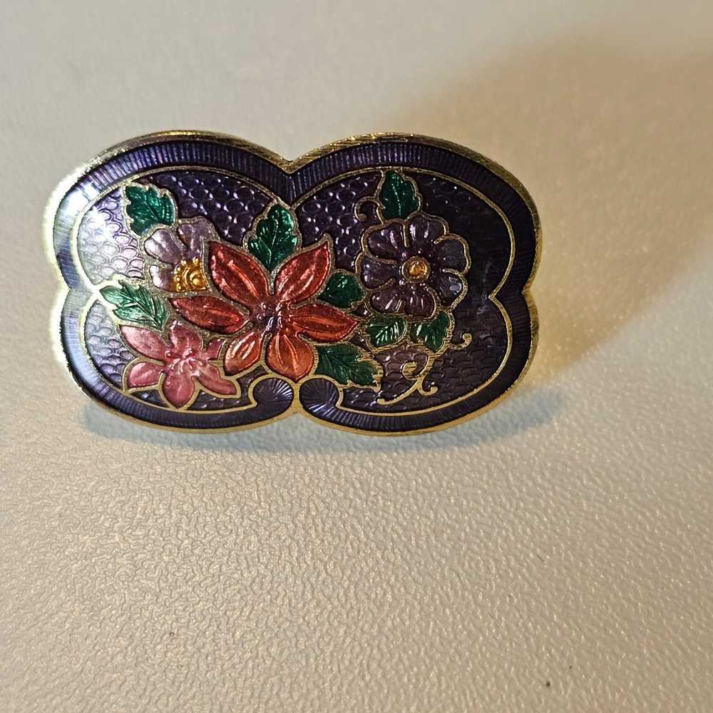 Vintage Cloisonne Scarf Clip Trio - image 3