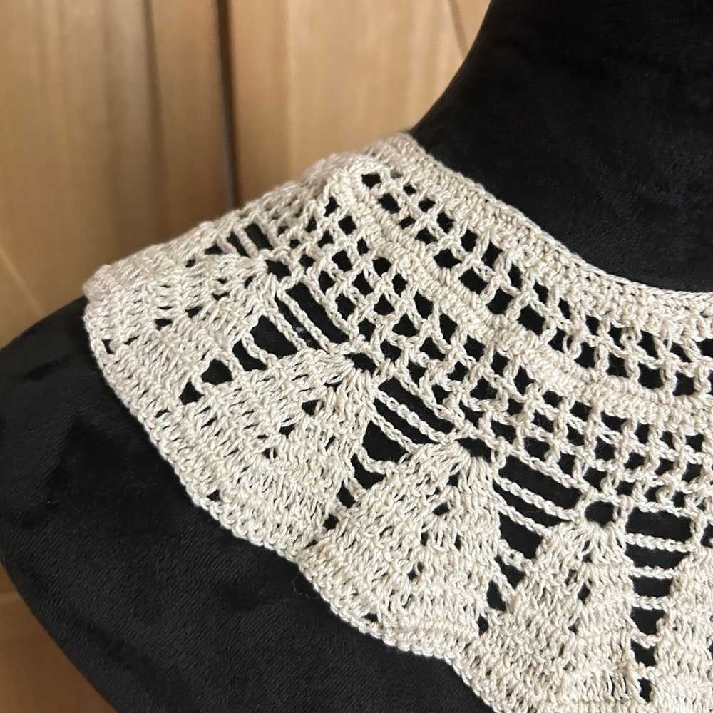 Handmade vintage crochet lace collar - image 4