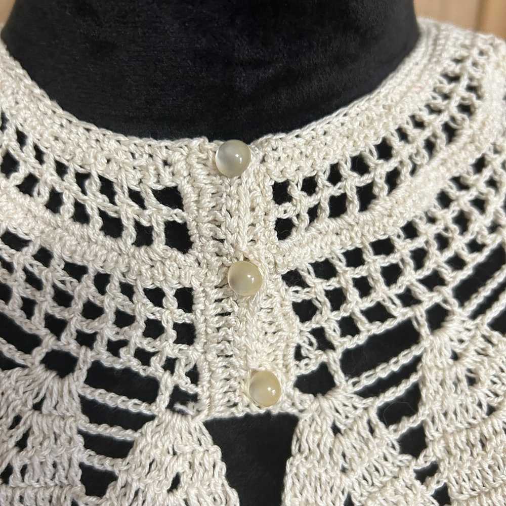 Handmade vintage crochet lace collar - image 6