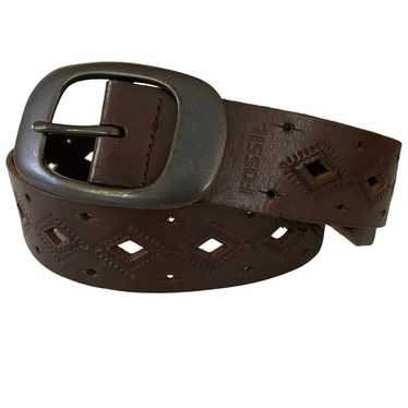 Vintage Y2K Fossil Keeper Leather Belt Brown