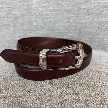 Vintage Fossil Brown Leather Belt With Ornate Buc… - image 1