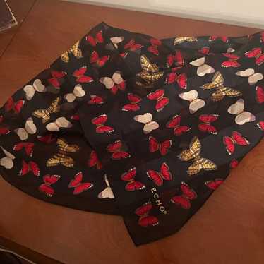 Vintage 100% silk echo scarf butterflies