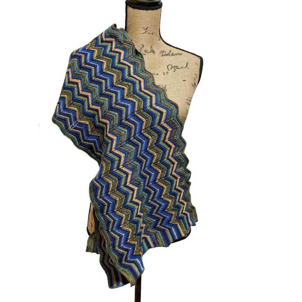 MISSONI Zigzag Marble Muffler Multi-color Stole i… - image 5