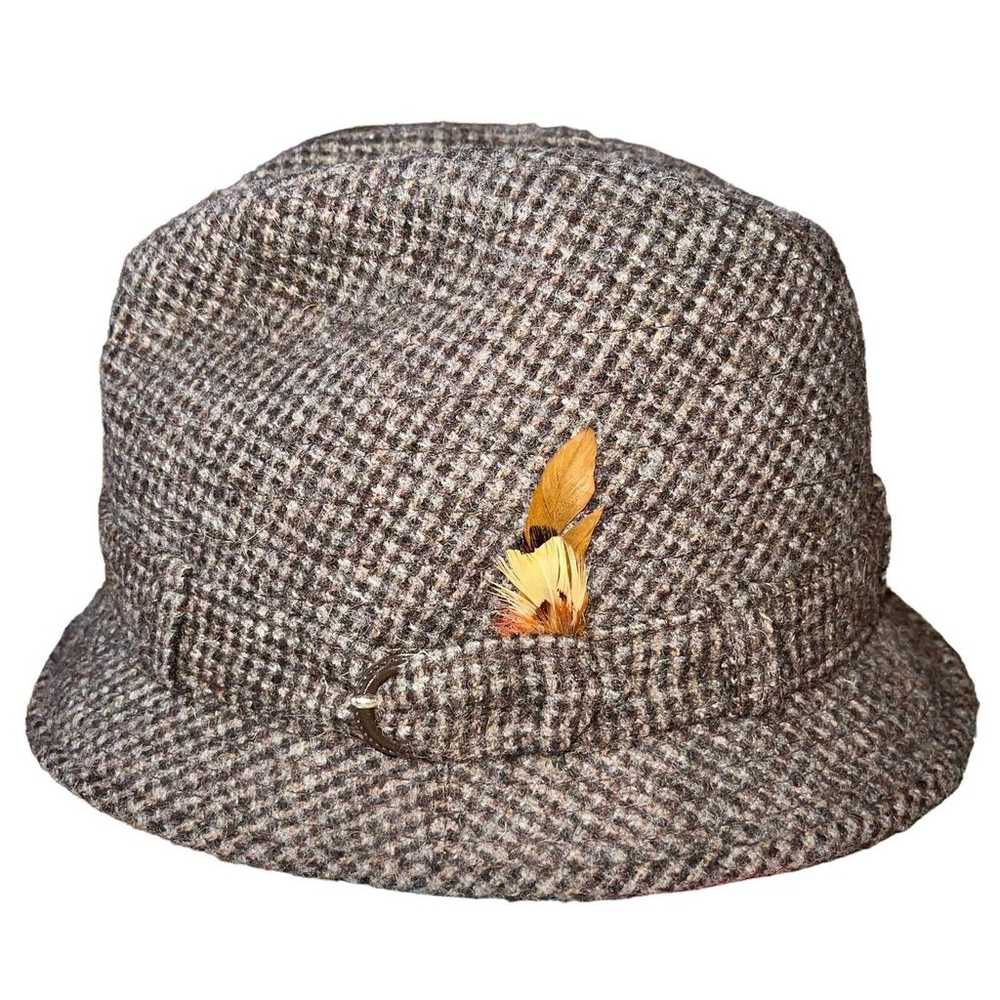 FailsWorth Herringbone Hat Fedora Gray Beige Wool… - image 2