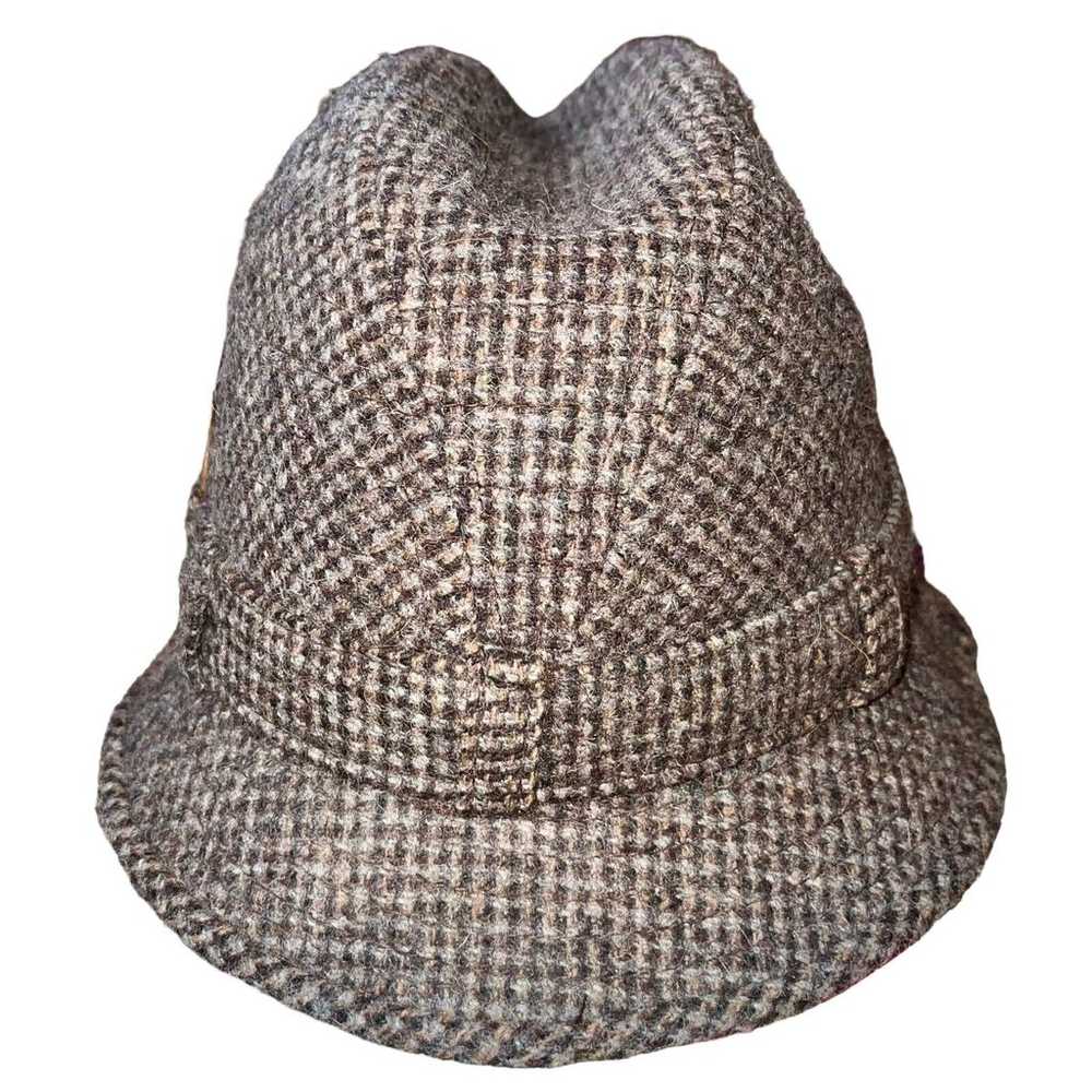 FailsWorth Herringbone Hat Fedora Gray Beige Wool… - image 3