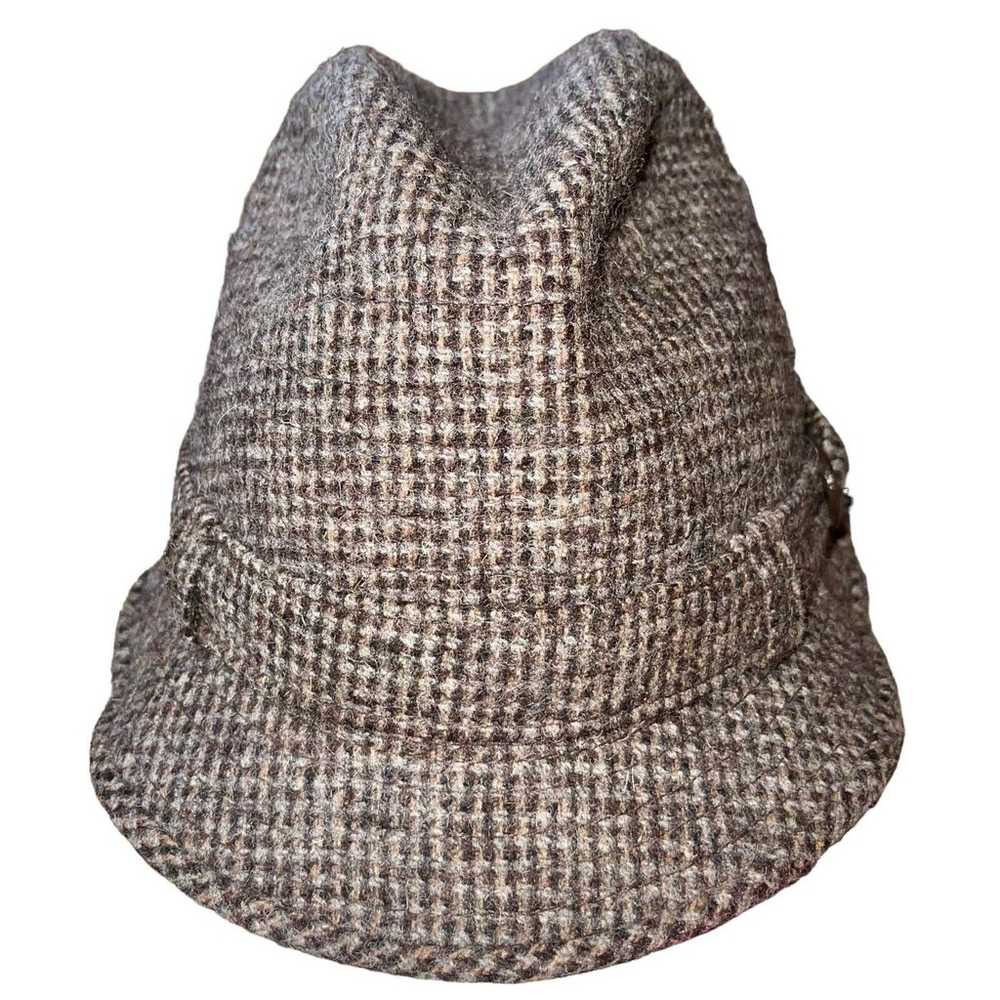 FailsWorth Herringbone Hat Fedora Gray Beige Wool… - image 5