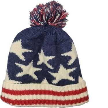 Vintage Knitted Ski Cap USA Stars and Stripes - image 1