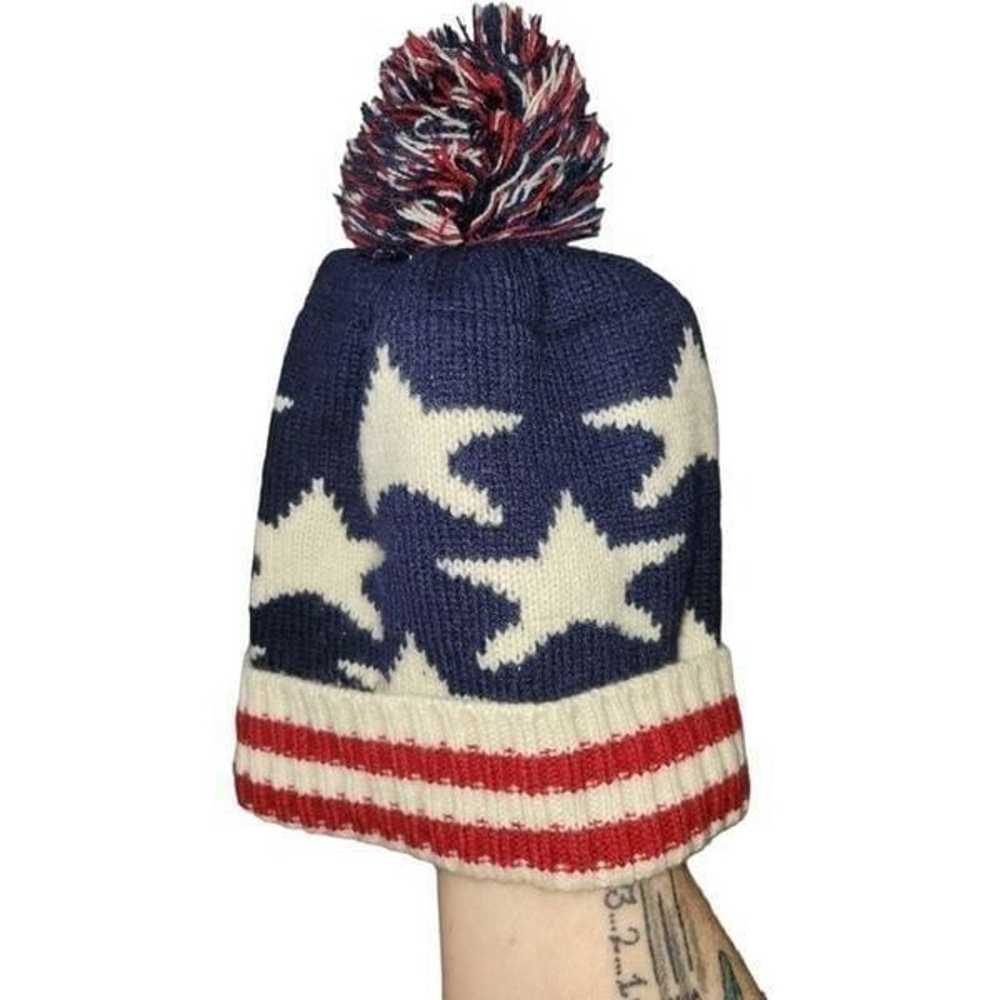 Vintage Knitted Ski Cap USA Stars and Stripes - image 4