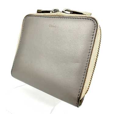 Chloe Round Zipper Leather Bifold Wallet