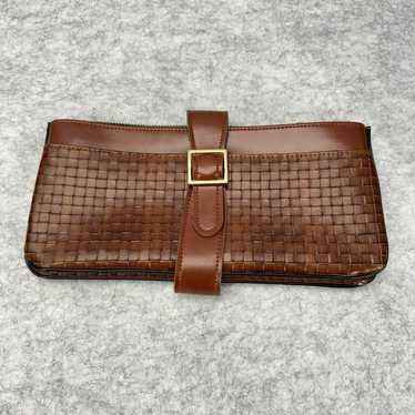 Vintage Rolfs Basketweave Leather Wallet Clutch Sn