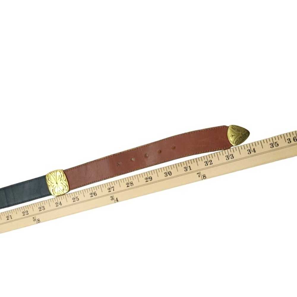 Brighton Leather Belt Vintage Brown Blue 3-Tone S… - image 12