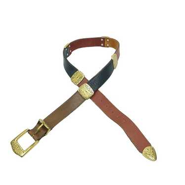 Brighton Leather Belt Vintage Brown Blue 3-Tone S… - image 1