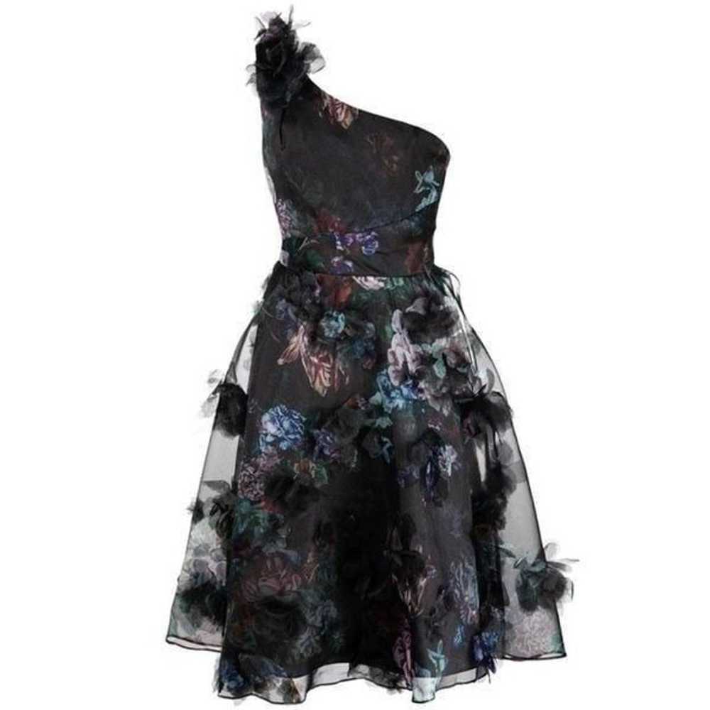 Marchesa Notte Dress One Shoulder Floral Applique… - image 1