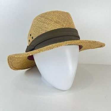 Vintage Golden Gate Woven Straw Fedora Hat Large T