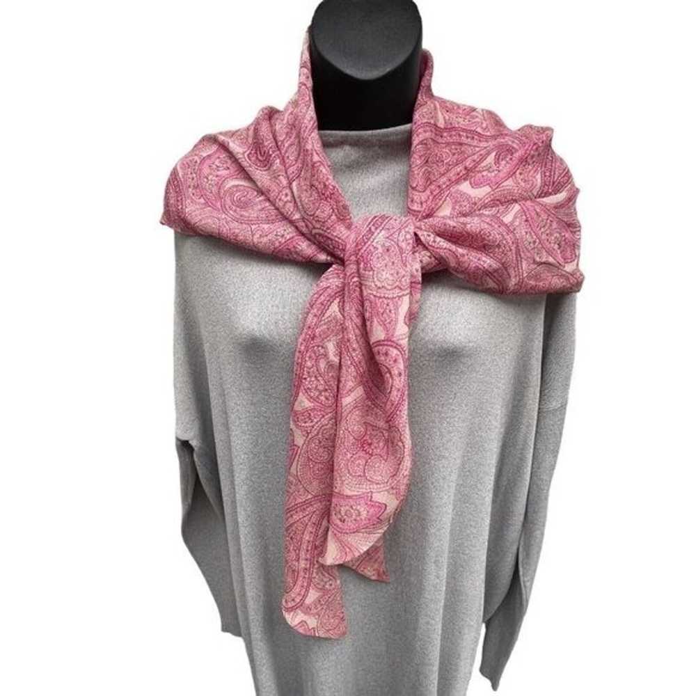 VTG 60s Silk Paisley Pink Scarf Shawl Sheer Women… - image 2