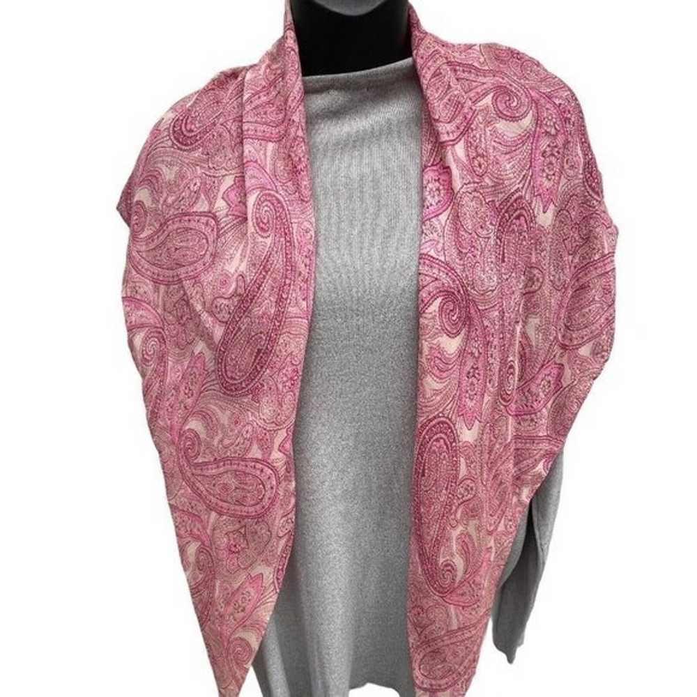 VTG 60s Silk Paisley Pink Scarf Shawl Sheer Women… - image 3