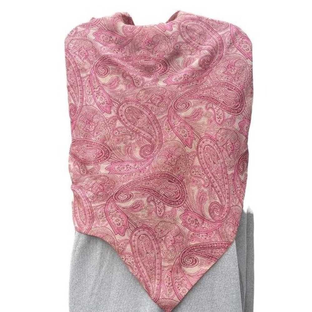 VTG 60s Silk Paisley Pink Scarf Shawl Sheer Women… - image 4