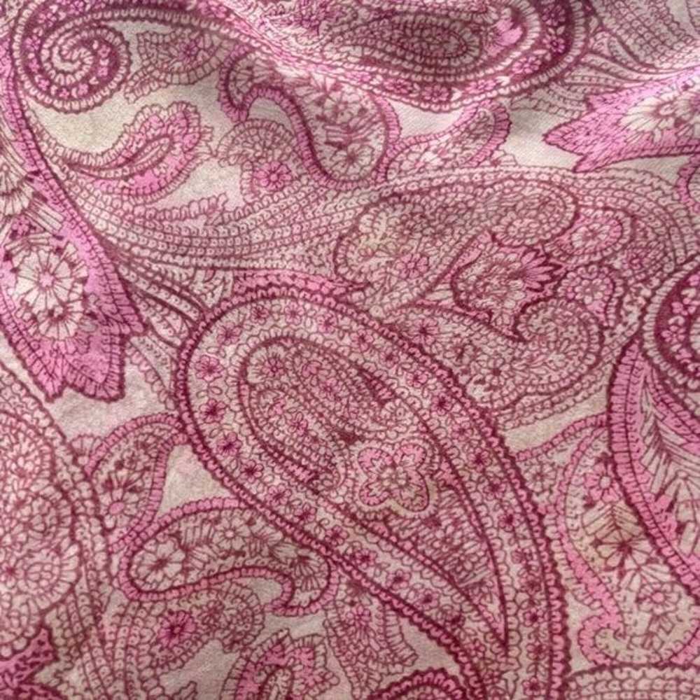 VTG 60s Silk Paisley Pink Scarf Shawl Sheer Women… - image 7