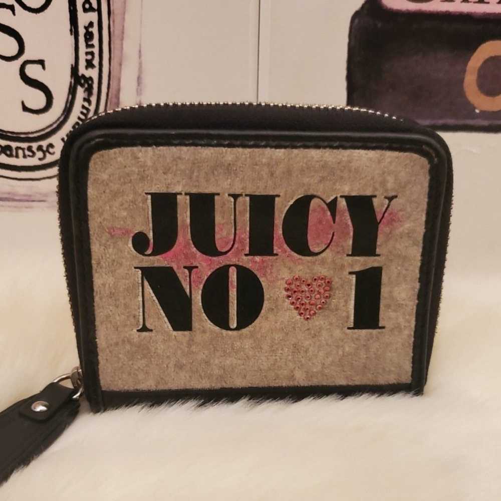 Juicy Couture Heather Grey & Pink Tri-Fold Wallet… - image 1