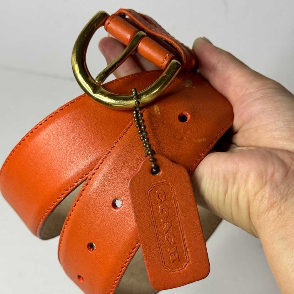 Coach Vintage Bright Orange Leather Belt With Has… - image 2