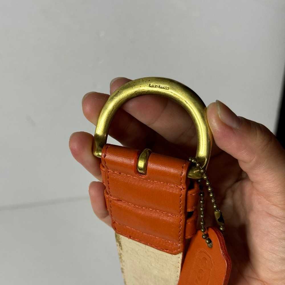 Coach Vintage Bright Orange Leather Belt With Has… - image 6