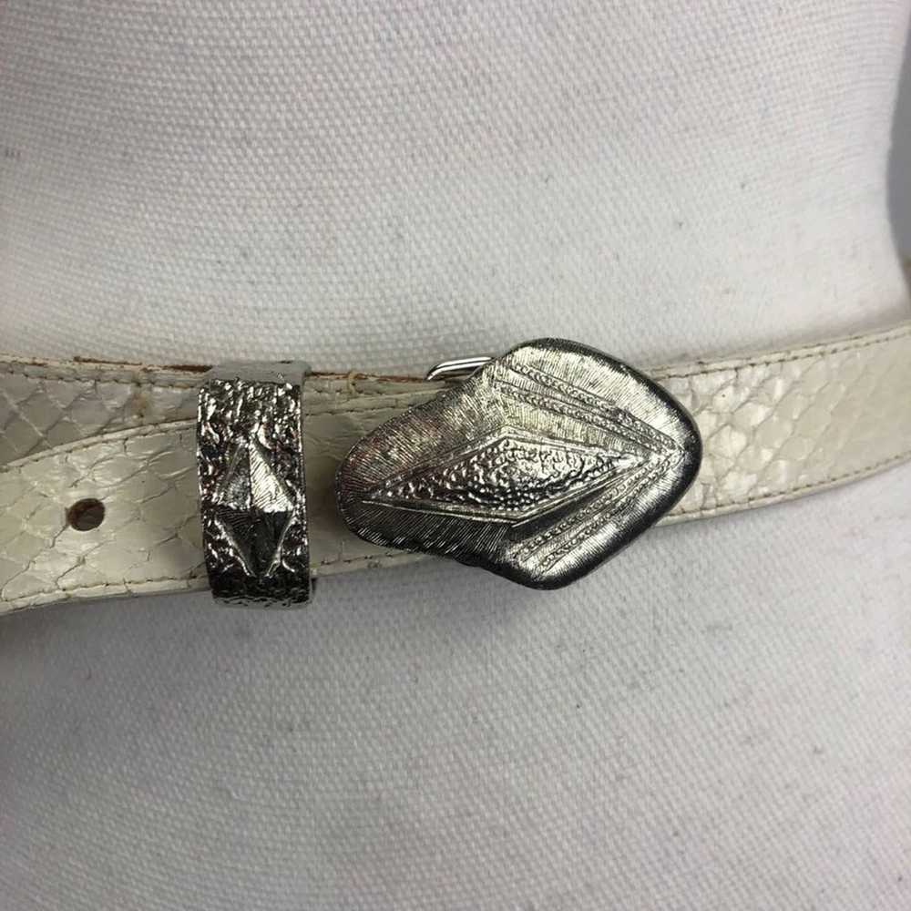 VINTAGE Genuine Snakeskin White Belt - image 2