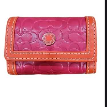 COACH Vintage ORANGE TRIM PINK LEATHER CONTACT LE… - image 1