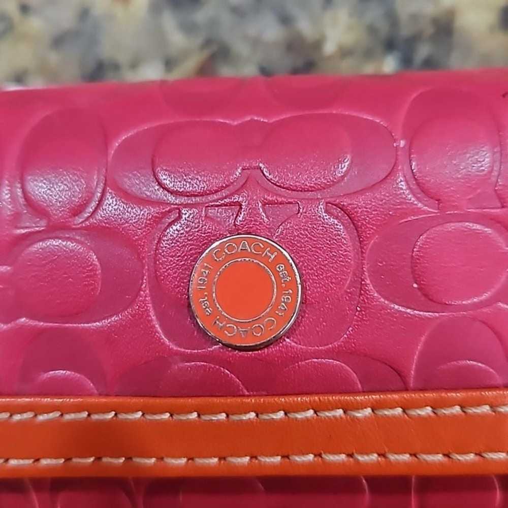 COACH Vintage ORANGE TRIM PINK LEATHER CONTACT LE… - image 2