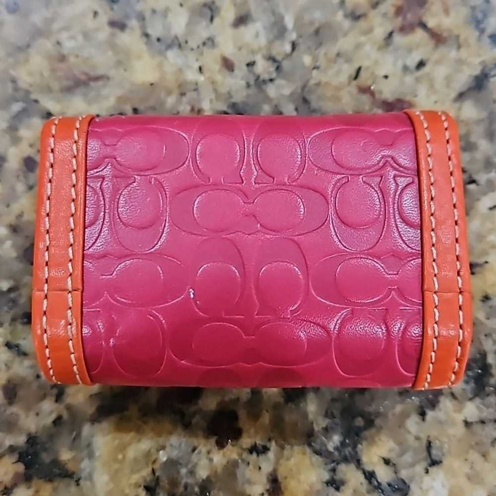 COACH Vintage ORANGE TRIM PINK LEATHER CONTACT LE… - image 3