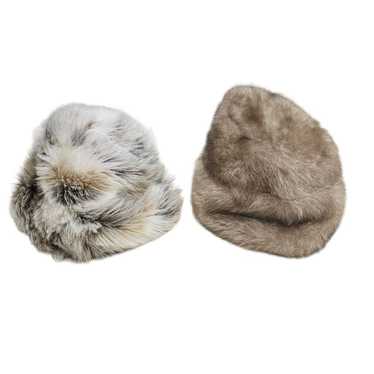 FAUX FUR Bucket Hats Lot of 2 Cossack Hats Vintage