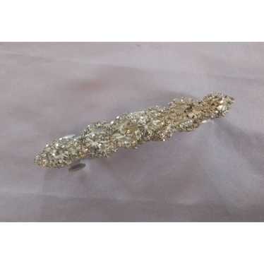 Vintage Crystal Rhinestone Silver Tone Hair Barret