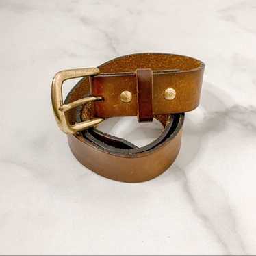 Vintage 90s genuine tan leather minimal belt - image 1