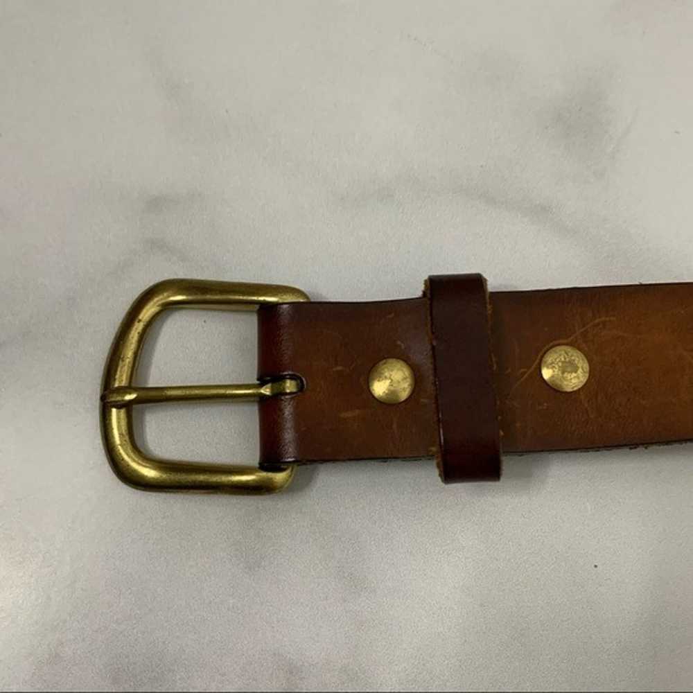 Vintage 90s genuine tan leather minimal belt - image 2