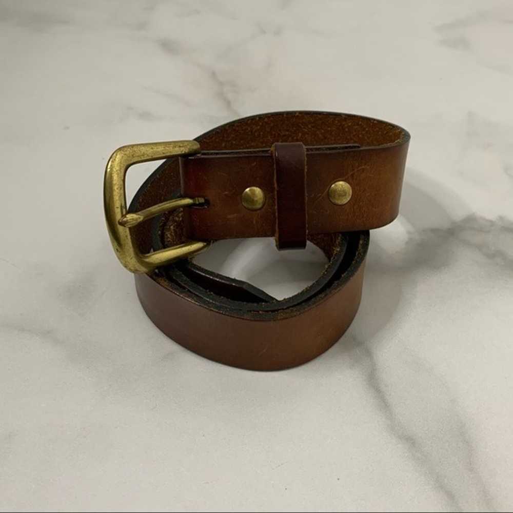 Vintage 90s genuine tan leather minimal belt - image 4