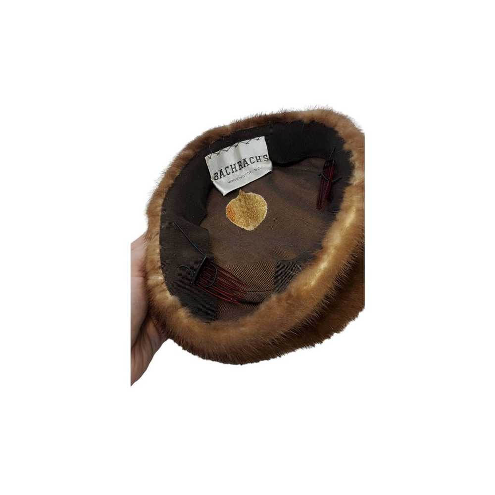 Vintage 60s Brown Bachrachs Fur Pillbox Hat Class… - image 2