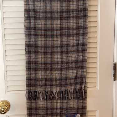 Pendleton Virgin Wool Scarf Brown and Creme Plaid 