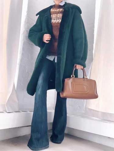 evergreen Italian shearling suede coat