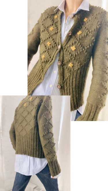 Austrian wool knit pom pom cardigan - image 1