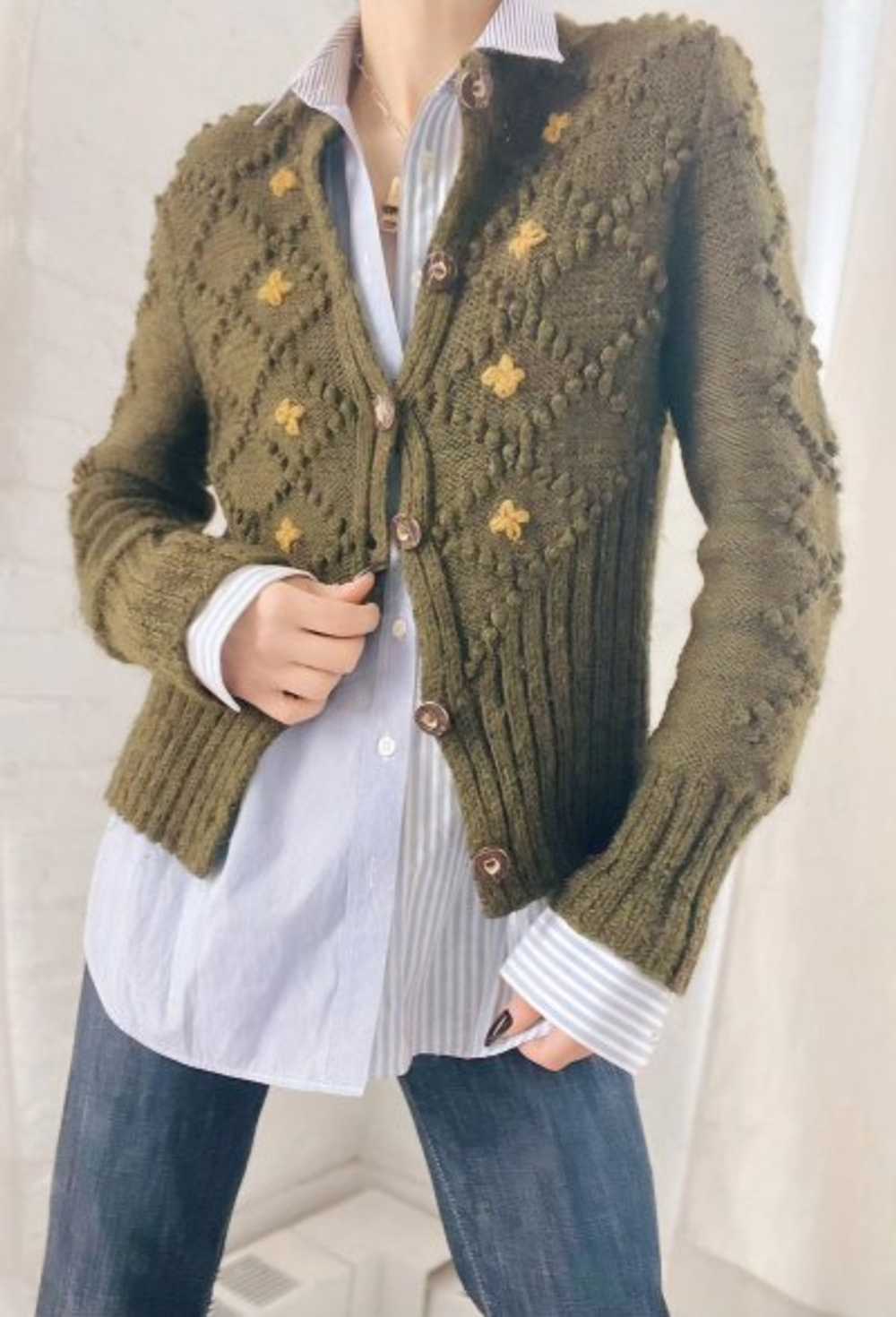 Austrian wool knit pom pom cardigan - image 2