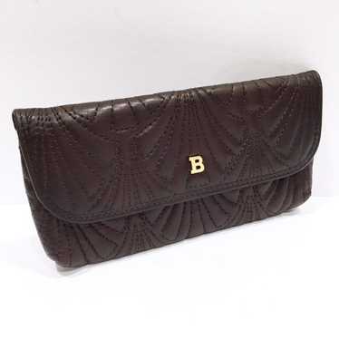 Bally brown quilted leather snap pouch - image 1