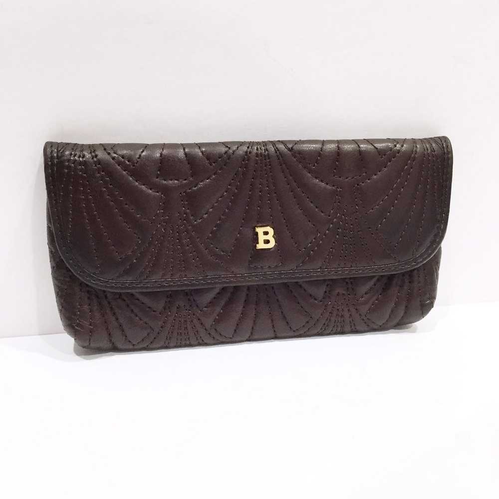 Bally brown quilted leather snap pouch - image 2