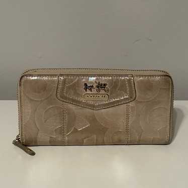 COACH Madison Platinum Pearl Leather Zip Around A… - image 1