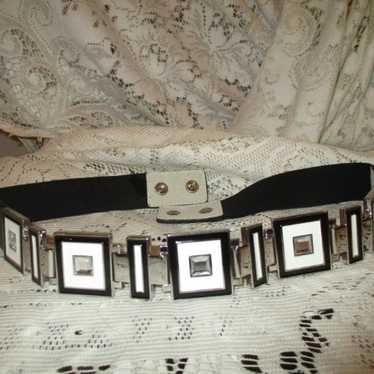 vintage Art Deco enameled stretch belt - image 1