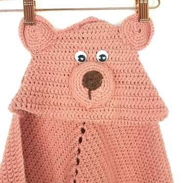 Handmade Vintage Knitted Teddy Bear Wrap Towel Co… - image 1